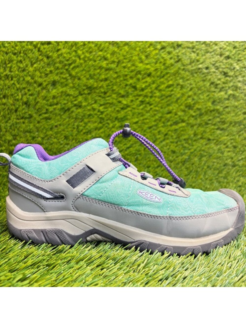 Keen Targhee Sport Girls Size 4Y Blue Gray Purple Athletic Hiking Shoes Sneakers